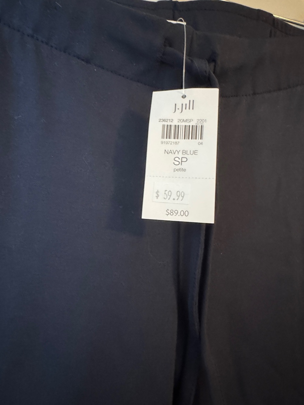 NWT J.Jill Navy Blue Pull-On Pants with Pockets & Cuffed Hem Petite Small